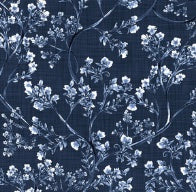 0099 - Chinoiserie Wild Flowers (Navy) - Large Scale Fabric bysmokeinthewoods