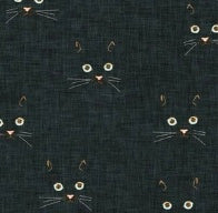 0100 - Noir Cat Face (black) MED Fabric bynouveau_bohemian