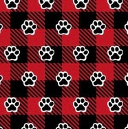0102 - Dog Paws Buffalo Plaid Fabric SMALL & MEDIUM bymariafaithgarcia