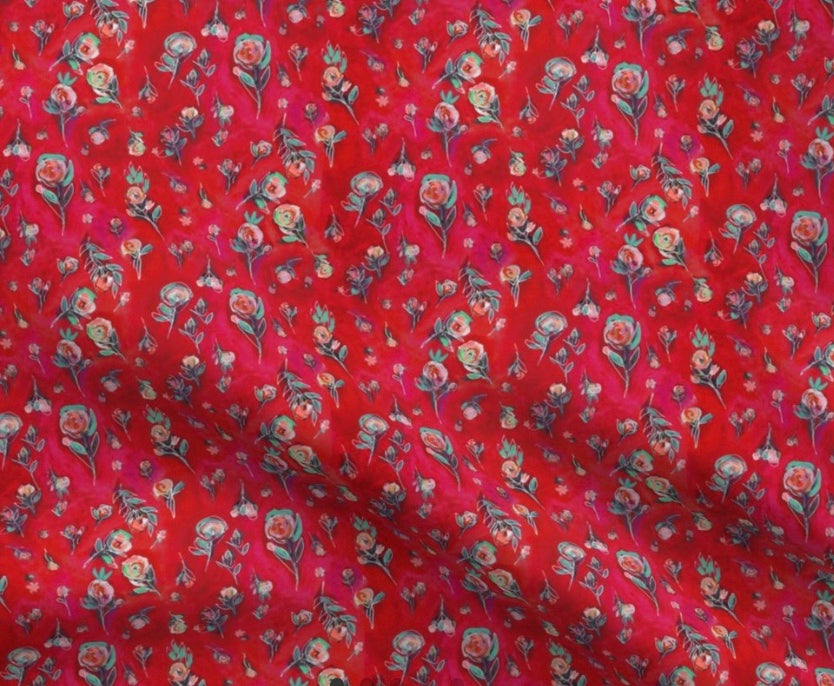 0115 - Falling Roses // Red Fabric by theartwerks