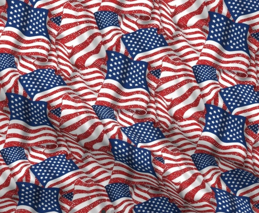 0117 - American Flags Flying Fabric by southwind