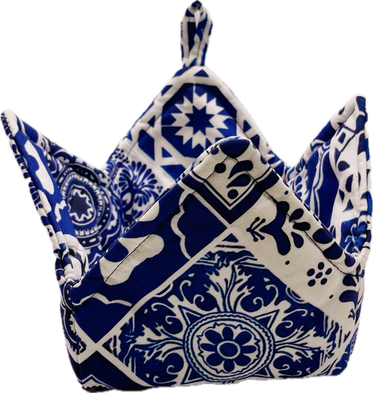 0081 - Talavera Tiles 3.5" blue & white Fabric bylbaron