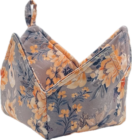 0084 - Pretty Peach Flowers Fall // Dusty Gray Fabric byhipkiddesigns