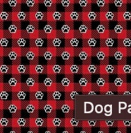 0102 - Dog Paws Buffalo Plaid Fabric SMALL & MEDIUM bymariafaithgarcia