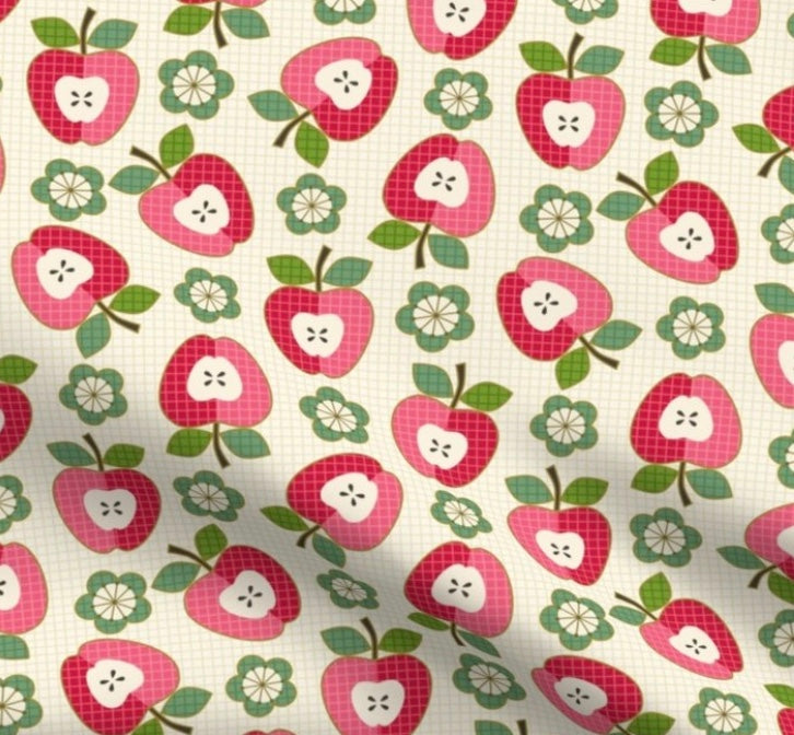 0080 - Delicious Apples and Blossoms Fabric bystudioxtine