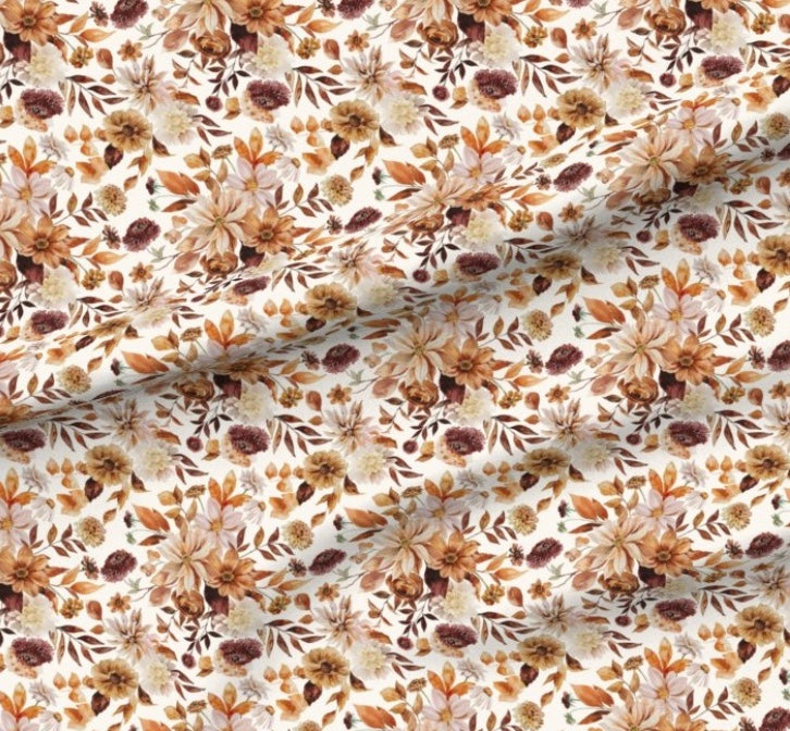 0083 - Autumn Spice Watercolor Florals Fall / Bone Fabric byhipkiddesigns
