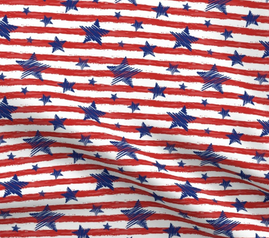 0037 - Patriotic Red Stripes Navy Blue Stars Fabric by irena_todo