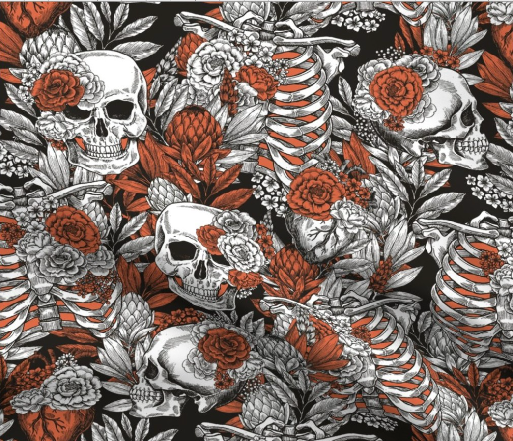 0054- Vintage anatomy halloween Fabric by adehoidar
