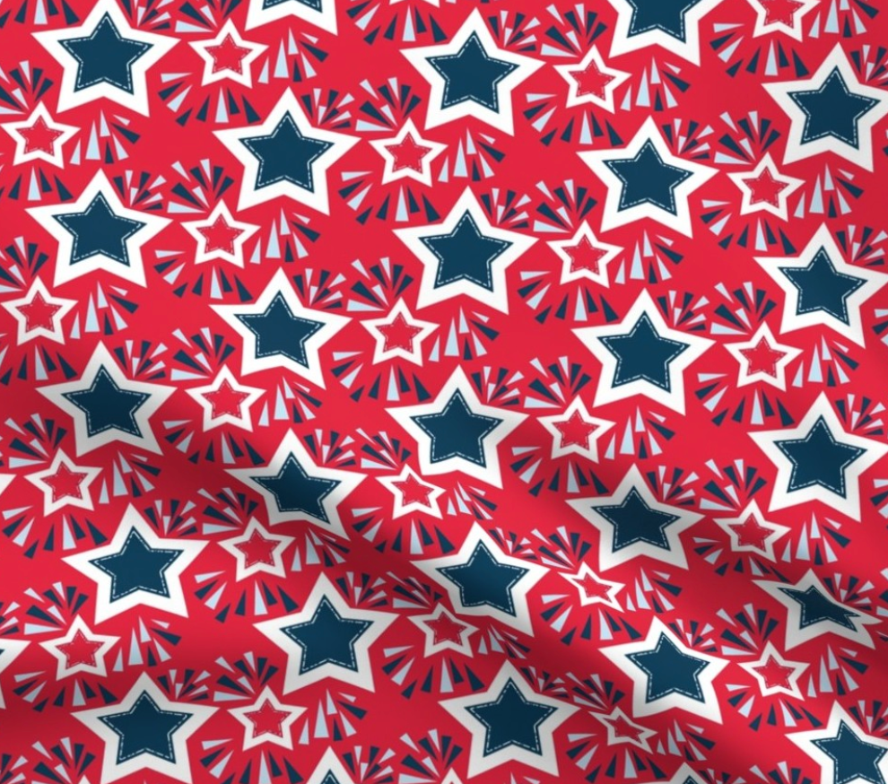 0036 - Stars and Fireworks for 4th of July in Red, White, Blue by amborela